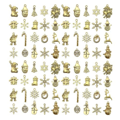WOCRAFT 60pcs Antique Gold Christmas Bracelet Charms for Jewelry Making Sets DIY Necklace Bracelet Keychain Crafting Charms Kit Craft Supplies (SN826) - color: Antique Gold, size: Christmas Charms