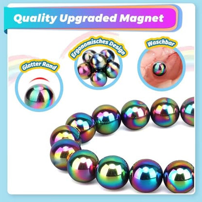 Dilabnba 28PCS Rainbow Hematite Magnetic Stones Fidget Toy for Adults, Men Women Magnetic Hand Roller Office Desk Toys for Gifts, Science Kit Rare Earth Magnets with Fiber Case