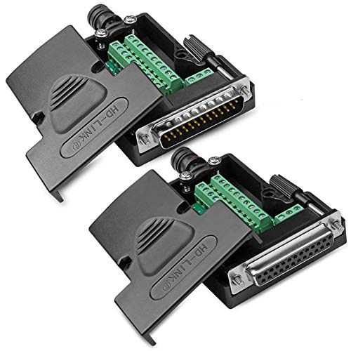 2PCS DB25 Solderless Serial to 25 pin Terminal Male Female Adapter - style: Male+Female