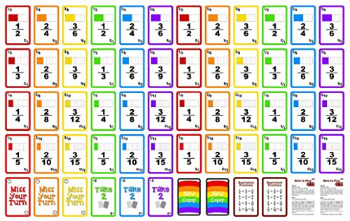 Fractions Wild - Match Fraction Number or Color to be The First to get rid of All Your Cards! Easy to Learn, Fun to pla Math Game for 3rd, 4th, 5th and 6th Grades.
