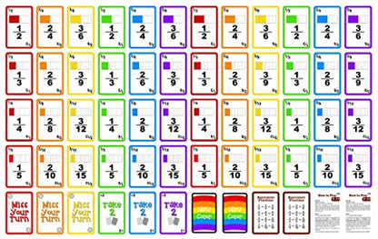 Fractions Wild - Match Fraction Number or Color to be The First to get rid of All Your Cards! Easy to Learn, Fun to pla Math Game for 3rd, 4th, 5th and 6th Grades.