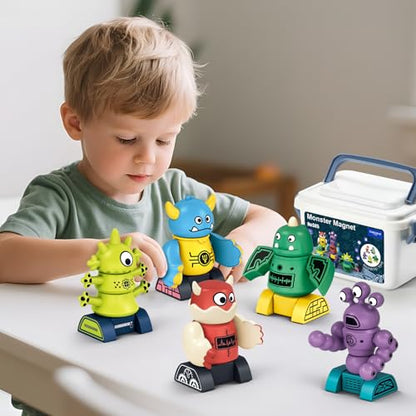 STEM Magnetic Robot Building, Toys for Kids 3 4 5 6 7 8, Transformable Stacking Bots with Storage Box, Creative Learning Christmas and Birthday Gifts for Boys Girls 3-5 4-8 - size: 35 PCS Magnetic Robot