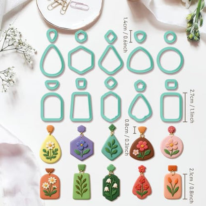 10 Sets Geometric Clay Cutters, 20pcs Shape Polymer Clay Cutting Tools for Earrings Jewelry Making, Clay Jewelry Making Kit - style: Pendant Earrings theme (20 pcs)