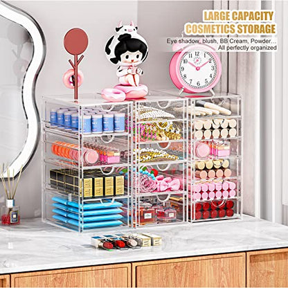 YFXCVSL 3-Pack Acrylic 15-Drawer Storage & Makeup Organizer for Desk - size: 15 Drawers