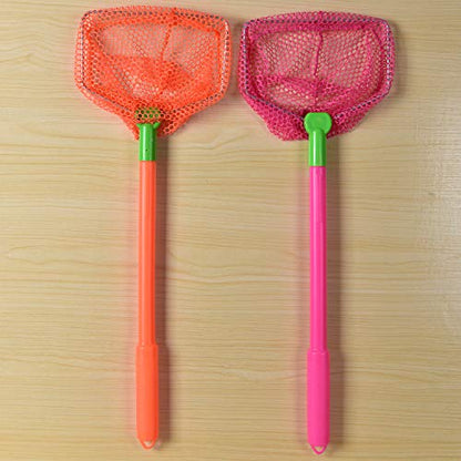 Coopay 2 Pieces Butterflies Kids Fishing Net Catching Bug Floating Bait Beach Nets for Outdoor Playing - color: Rose Red + Orange