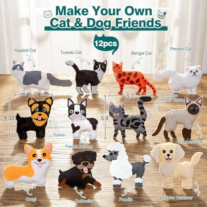 CiyvoLyeen Puppy Cat Sewing Kit for Kids – Fun Kitten Plush Toy Sewing for Girls & Boys – DIY Felt Dog Craft Gift Set Ages 7 8 9 10 11 12