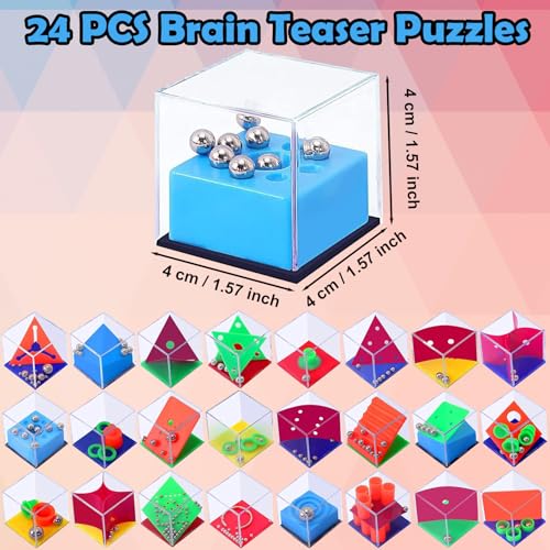 24 PCS Brain Teaser Puzzles for Kids,Balance IQ Maze Game 1.57 in