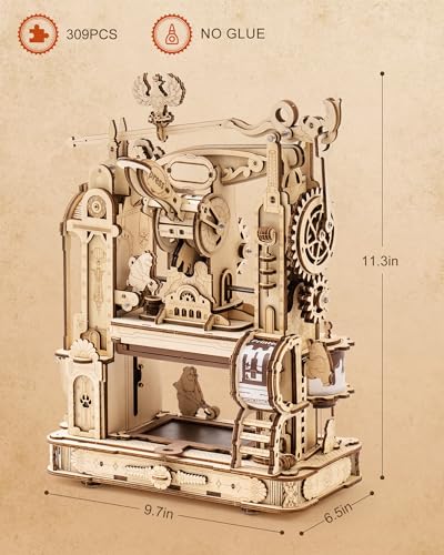 3D Puzzles for Adults - Wooden Puzzles for Adults, Classic Printing Press Building Kits, Wood Puzzles