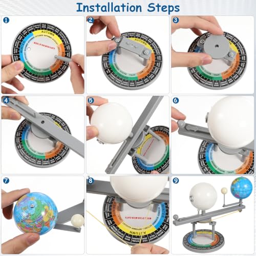 UPKOCH Sun Earth Moon Orbital Model, Kids Solar System Model Orbital Planetarium Model Astronomical Science Educational Kits for Kids Gifts School Teaching Tool