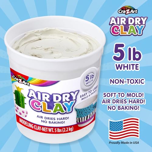 Cra-Z-Art Air Dry Clay - 5lb Bucket Natural White Modeling Clay, Perfect for Sculpting, School Projects, Bulk Class Supplies for Teachers, Day Cares, Camps, Essential for School