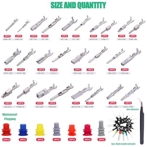 Twidec/535Pcs 26Type Pins Connector Kit Car Electrical Terminal Wire Pin - color: 535PCS
