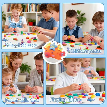 Ocean Buddies Air Dry Clay Kit for Kids - 12 Marine Animal Models with 4 Colors & Sculpting Tools, Ultra Light & Soft Modeling Clay Set, Non-Toxic DIY Arts and Crafts Gift for Boys & Girls Ages 3+ - color: blue
