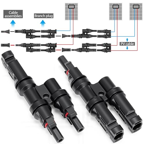 Leumoi 5 Pairs Solar Branch Connectors Y Connector for Parallel Connection Between Solar Panels FMM+MFF