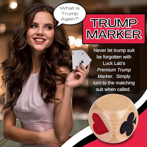 Wooden Euchre Trump Marker Dice Set - Large 1.57" (4cm) Clear Printed Euchre Cube, Trump Poker Game Kit, for Adults & Card Game Lovers (Four Pieces) - color: Four Pieces