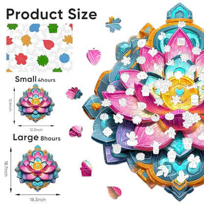 Bovearto Puzzles for Adults 500 Piece, Lotus Flower Laser-Cut Wooden Puzzle - color: Lotus Flower, size: 500pcs