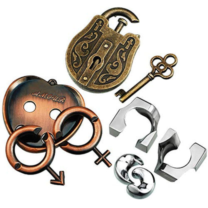 Sumind 3 Pieces 3D Metal Brain Teaser Puzzles Games