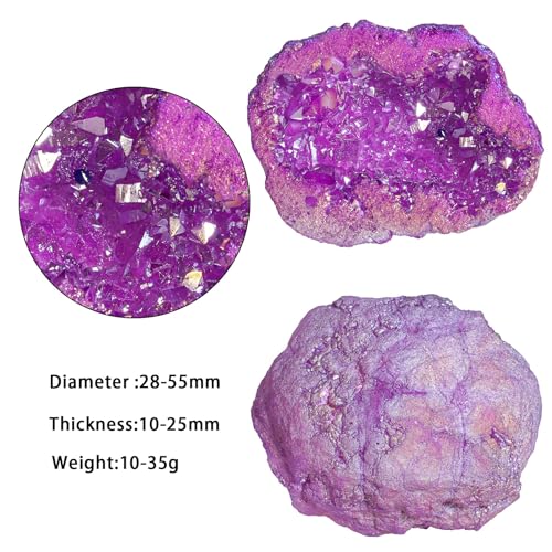 moonsix Pack of 2 Titanium Coated Angel Aura Quartz Geode, Purple - color: Purple