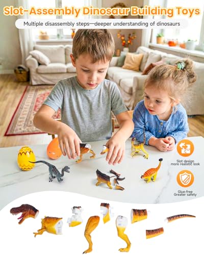 7Pcs Lifelike 3D Puzzles for Kids,Dinosaur Building Toys for 5 6 7 8+ Year Old Boys Girls,Slot-Assembly Building Blocks,Dinosaur Realistic Figures Set,Educational Toys Ideal for Class,Party - style: 3D Dinosaur Puzzle