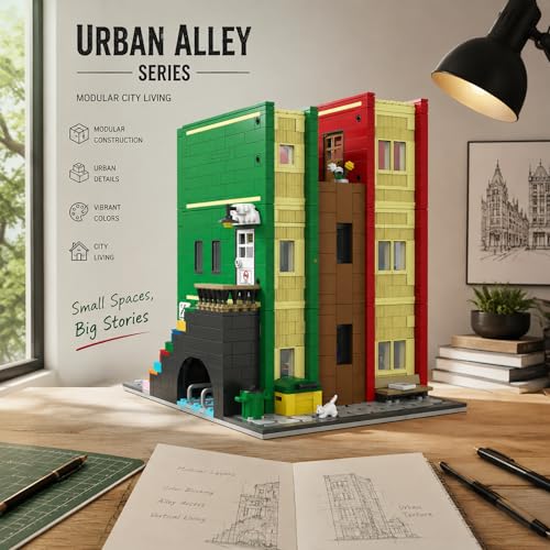 City Library House Building Set Collectible Model for Adults, Compatible with Lego Street View Architecture Desktop Ornament Home Office Decor for Adults