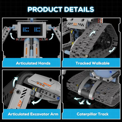 Robot Building Kit with Remote Control STEM Gift for Boys Age 6-14 | Birthday Gift for Boys Girls Ages 6-14 | 352PCS 5-in-1 Robot | APP + Remote | STEM Robotic Toys | Rechargeable |Educational - style: K96170