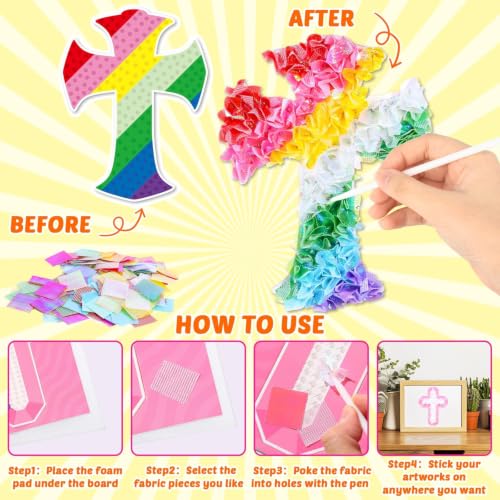 Lonfliness 8 Pcs Cross Poke in Craft Kits for Kids Mess Free DIY Art - style: Cross