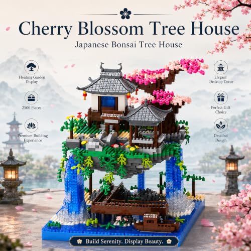 Cherry Blossom Treehouse Micro Mini Building Block Sets 2500 Pcs - color: Brown01