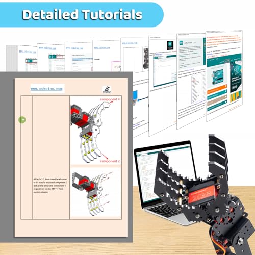 6-Axis Metal Robot Arm Kit with Joystick Control for Arduino Programming DIY Robotics Arm for STEM Learning, Educational Build & Play, Servo Motor Projects