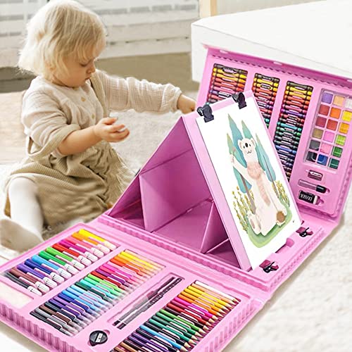 DLUCKY 208 PCS Art Supplies Drawing Art Kit Adults for Kids Art Set,Pink - color: Pink