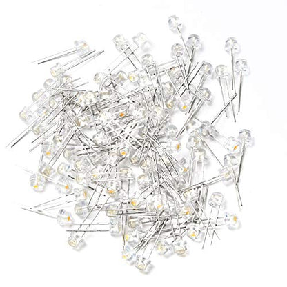 CHANZON 100 pcs 5mm Warm White Straw Hat LED Diode Lights (DC 3V 20mA) - color: H) Warm White (100pcs)