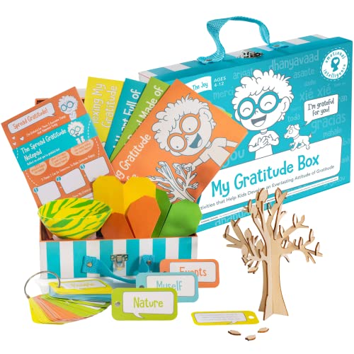 Open The Joy Gratitude Box for Kids - DIY Wooden Craft, Clay Bowl Kit, Origami Activities, Gratitude Journal, and Reflection Cards - Educational Emotional Learning Toys for Ages 4+