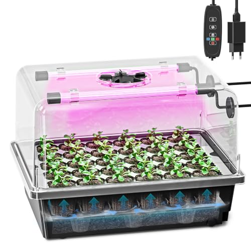 Hon&Guan 30 Cell Self Watering Seed Starter Tray with Growing Lights - color: 1 Set