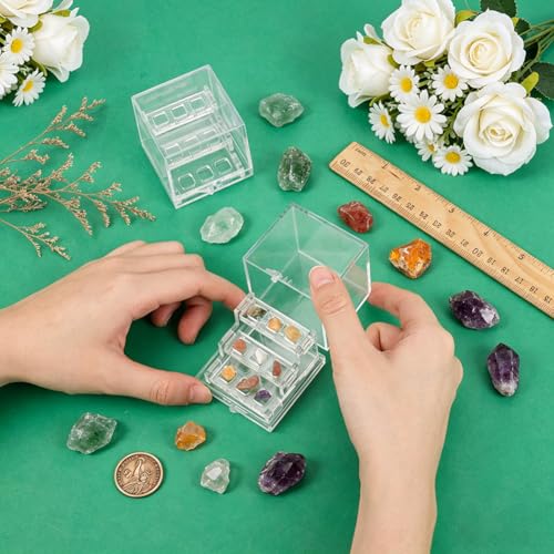 BENECREAT 2 Sets 3 Tier Acrylic Display Case, 2x2.3x2inch Mini Collectibles Showcase for Action Figures Mineral Stones Plant Specimen Display - color: Clear, size: 2x2.3x2 Inch