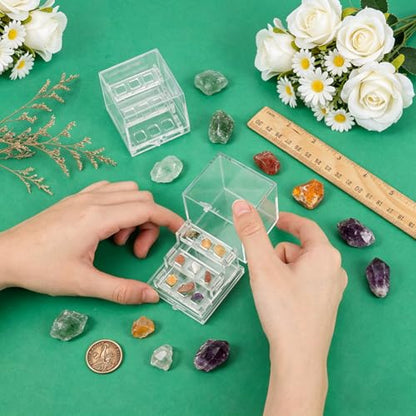 BENECREAT 2 Sets 3 Tier Acrylic Display Case, 2x2.3x2inch Mini Collectibles Showcase for Action Figures Mineral Stones Plant Specimen Display - color: Clear, size: 2x2.3x2 Inch
