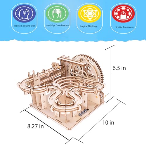 3D Wooden Puzzles for Adults Marble Run Kit - 159pc 4 Steel Marbles Build Mechanical Maze Model STEM Toys for Teens Adults, 4hr Challenge, No Glue Needed & Desk Kinetic Art, Ages 14+