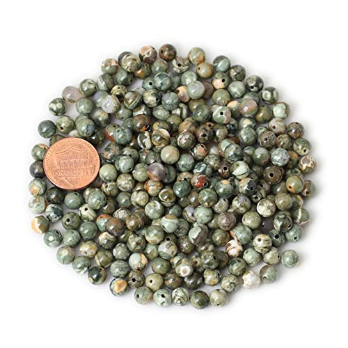 60PCS 6mm Natural Aust Rhyolite Stone Gemstone Round Loose Beads for Jewelry Making 1 Strand 15" - color: Aust Rhyolite A, size: 6mm