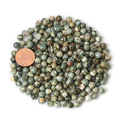 60PCS 6mm Natural Aust Rhyolite Stone Gemstone Round Loose Beads for Jewelry Making 1 Strand 15" - color: Aust Rhyolite A, size: 6mm