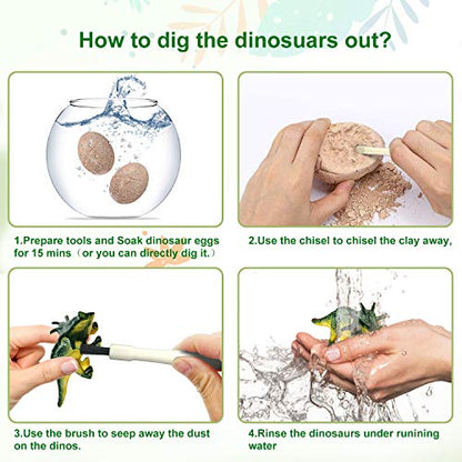12 Dinosaur Eggs Excavation Dig Kit - Dinosaur Eggs Dig Toys for Kids STEM
