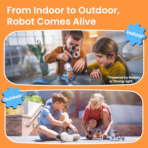 Sillbird Solar Building Robot Kit 12-in-1 STEM Gift for Boys Ages 8-13 - color: Orange Blue