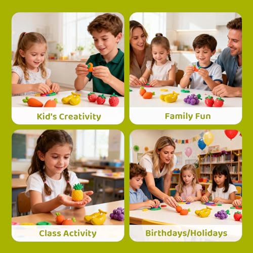 Both idea Air Dry Clay Kit with 12 Fruit Projects – Modeling Clay with Sculpting Tools, Step-by-Step Guide, DIY Arts and Crafts Set for Boys and Girls, Classroom Birthday Party Activity Family - style: Nutrition Planet