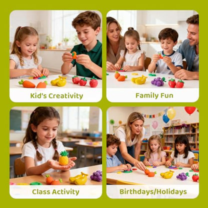 Both idea Air Dry Clay Kit with 12 Fruit Projects – Modeling Clay with Sculpting Tools, Step-by-Step Guide, DIY Arts and Crafts Set for Boys and Girls, Classroom Birthday Party Activity Family - style: Nutrition Planet