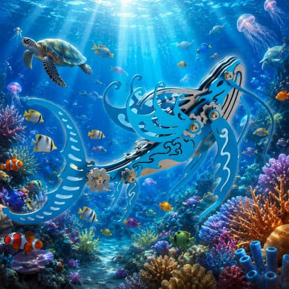 Whale 3D Metal Puzzle, Blue, 92 Pieces - color: Whale Blue