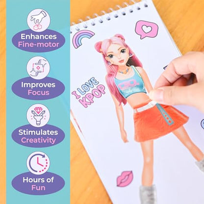 BSCOOL Kpop Sticker Book – Girls Fashion Design Activity for Kids - color: Sticker Dress Up - Kpop