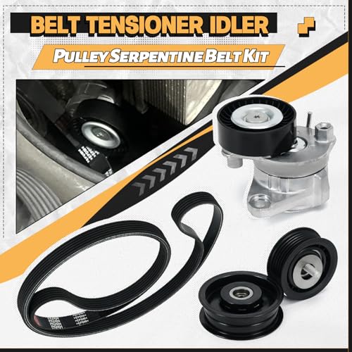 Drive Belt Tensioner and Idler Pulley Serpentine Belt kit Compatible with Mercedes-Benz ML350 C230 C300 C350 E350 S550, 2006-2011#Replace 2722021419 2722000270 6pk2404