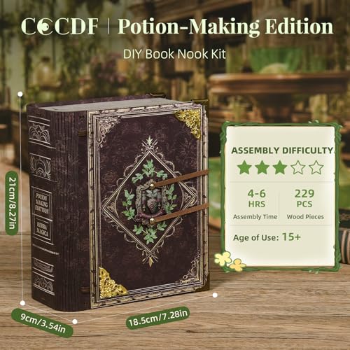 CCCDF DIY Book Nook Kit, 3D Wooden Puzzle for Adults Potion-Making Edition - color: Potion-making Edition