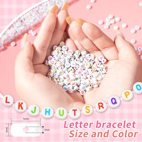 JULIMAIDONG Alphabet Beads A-Z 1350+Pcs Letter Number Hearts Bracelets Bead - color: Colorful