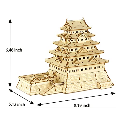 Edo Castle Wooden Architecture 3D Puzzle - Fun DIY Wood Craft Kits - Ideal Gift for Birthdays and Party Favors - style: Edo Castle