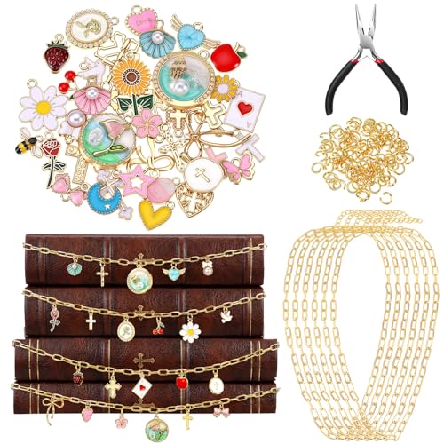 124 Pcs Bible Chain Making Kit Bible Charms, Fancy - style: Fancy