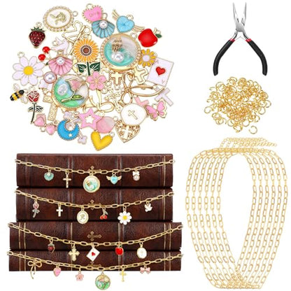124 Pcs Bible Chain Making Kit Bible Charms, Fancy - style: Fancy