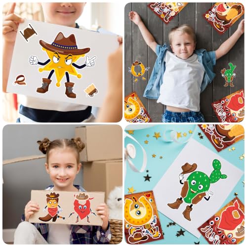Cowboy Make a Face Stickers, Western Party Crafts for Boys & Girls - color: Cowboy