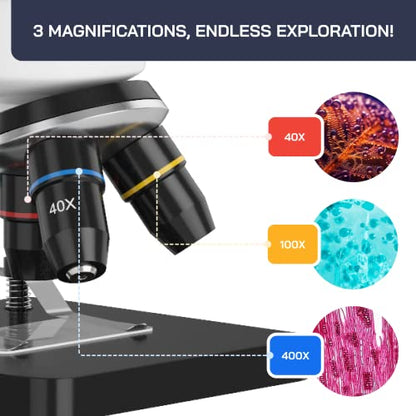 Omano Juniorscope Microscope for Kids – Microscope Kit for Kids 8+ for Science Microscope Experiments – Kids Microscope Kit that Encourage STEM Exploration – Beginner Microscope for Kids 8+